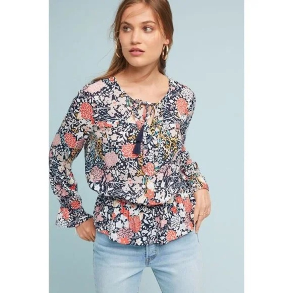 Maeve Multicolor Floral Long Sleeve Blouse‎ bohemian